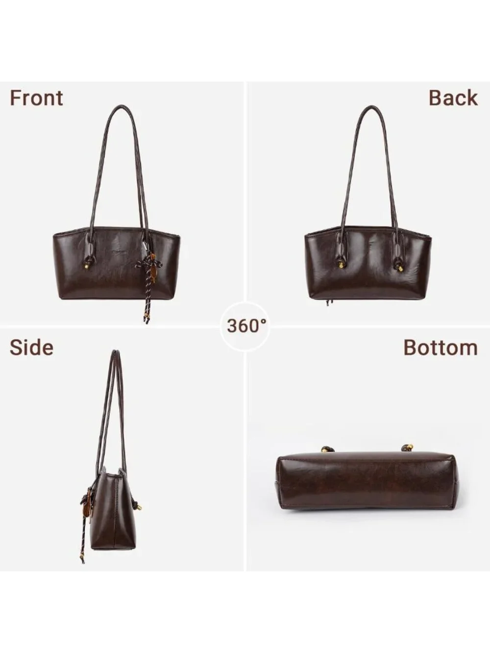 Vintage Brown Faux Leather Hobo Shoulder Bag for Women - Fall Fashion Essential